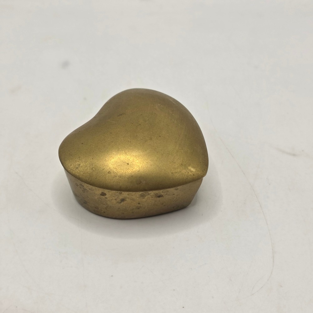 Vintage Brass Heart Trinket Box Small Gold Jewelry Ring Holder Keepsake Dish MCM